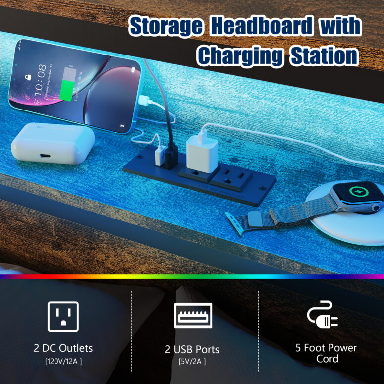 Bed Frame with LED & Socket - Image 7