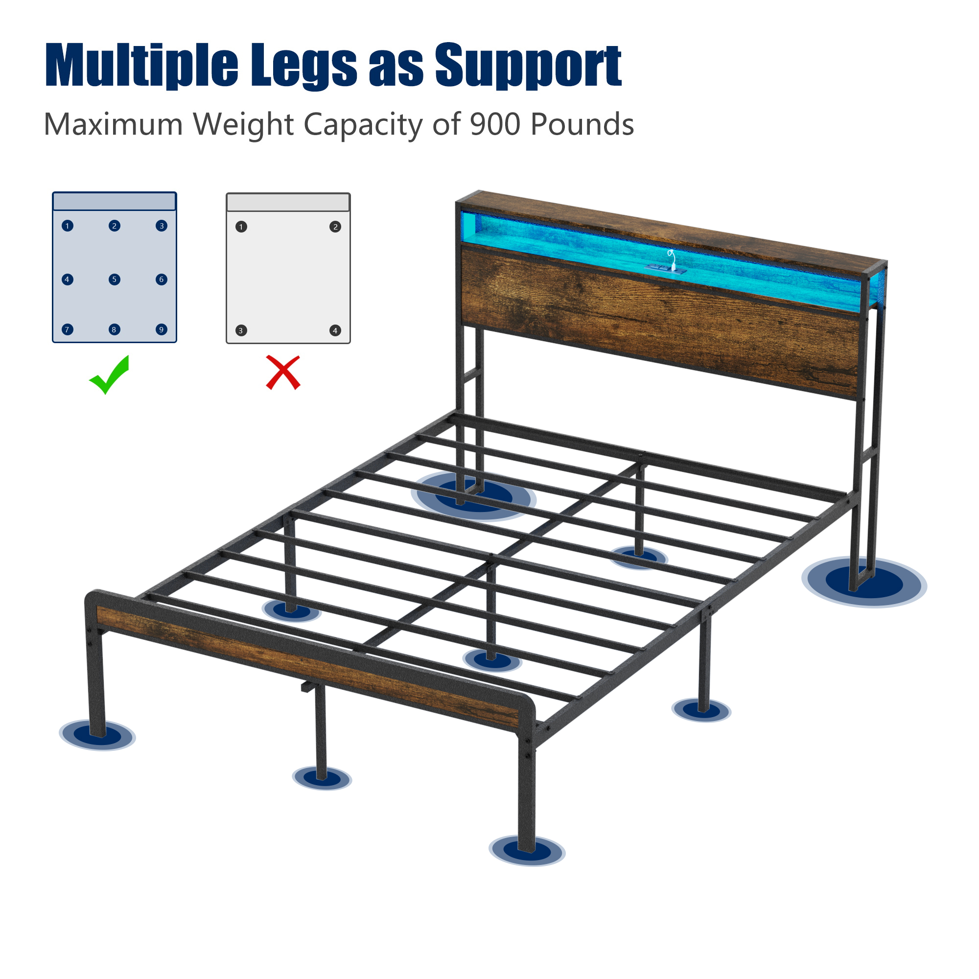 Bed Frame with LED & Socket - Image 3