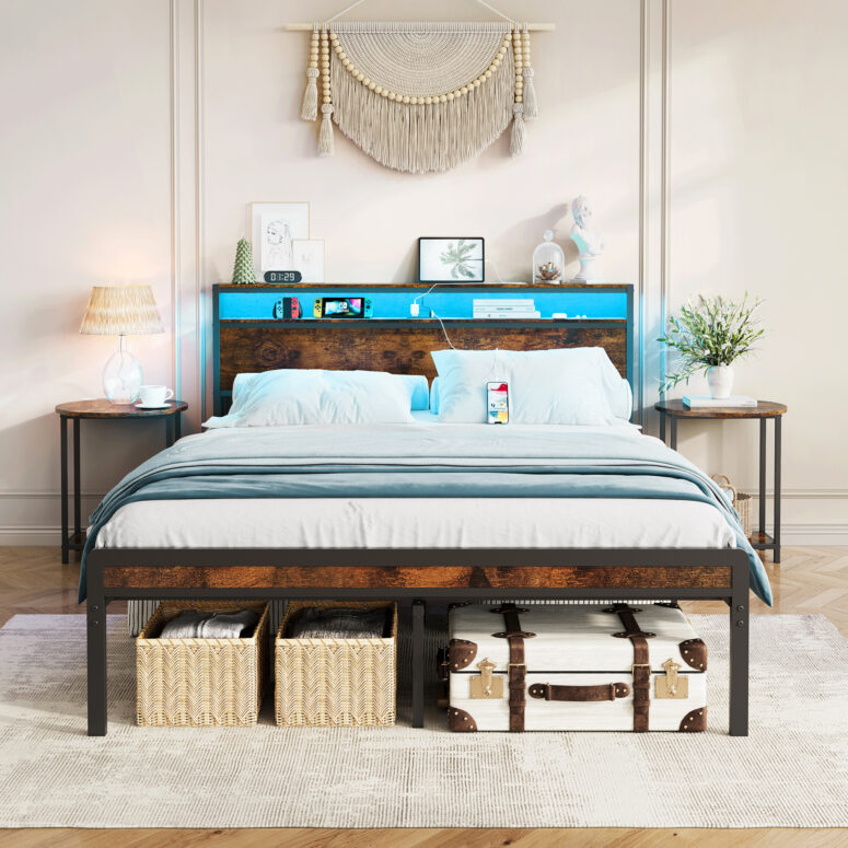 Bed Frame with LED & Socket - Image 2