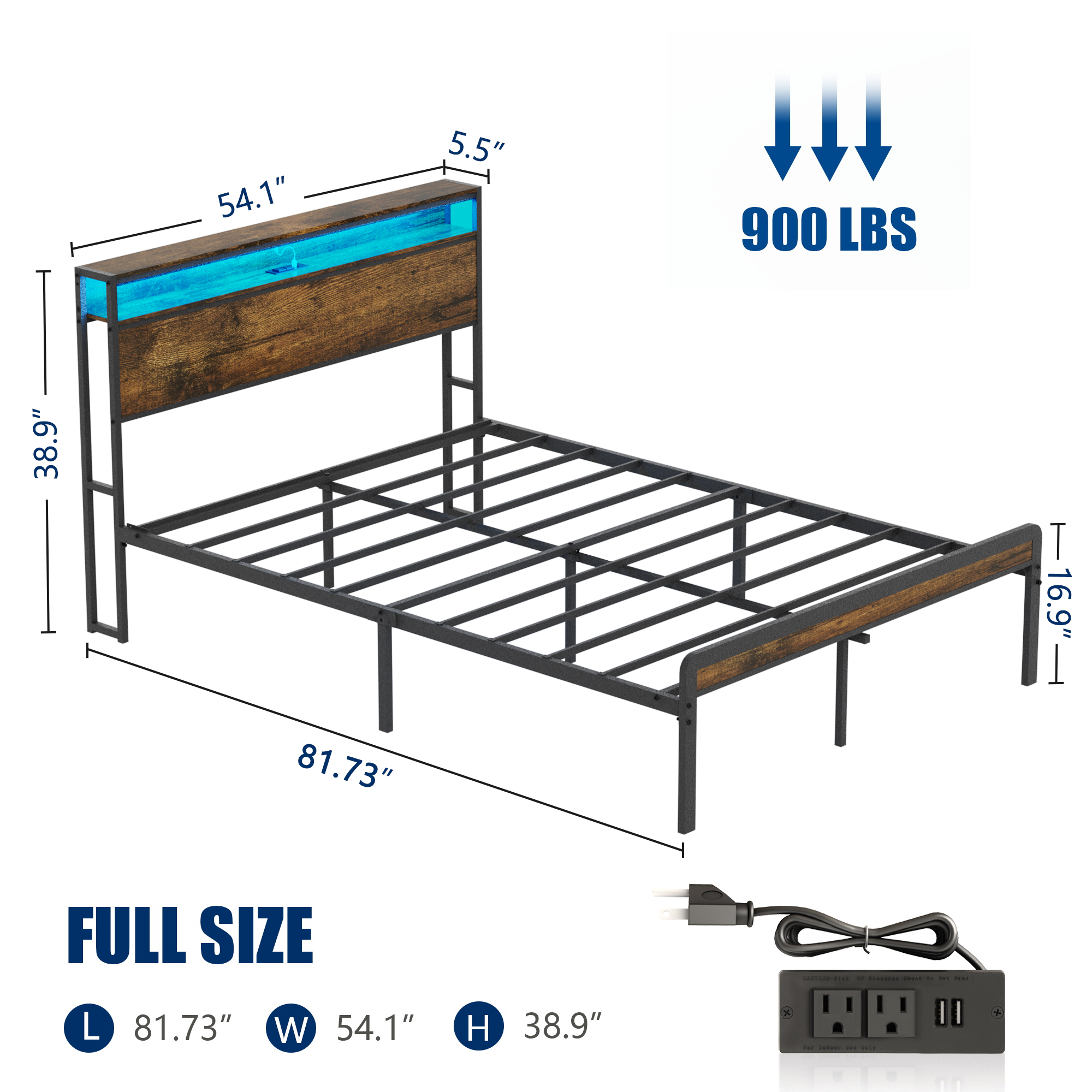 Bed Frame with LED & Socket - Image 4