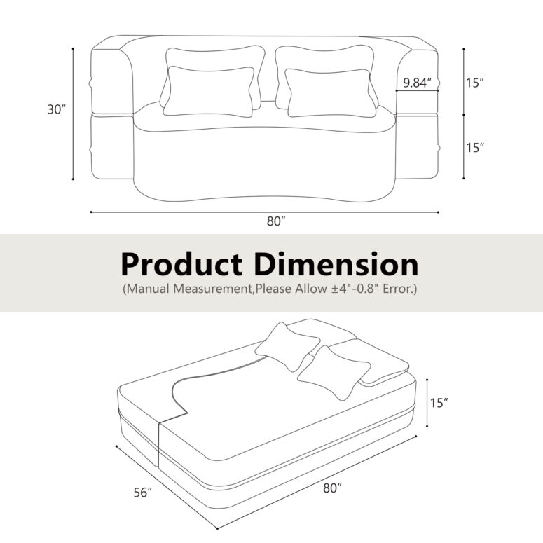 80" Convertiable Sofa Bed - Image 4