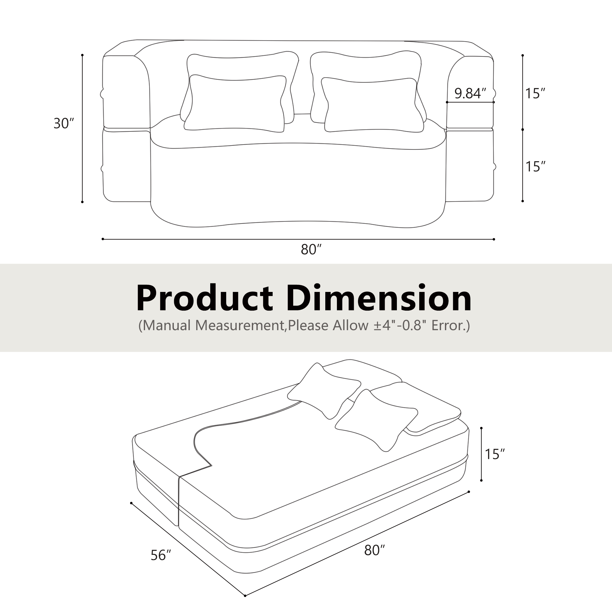 80" Convertiable Sofa Bed - Image 4