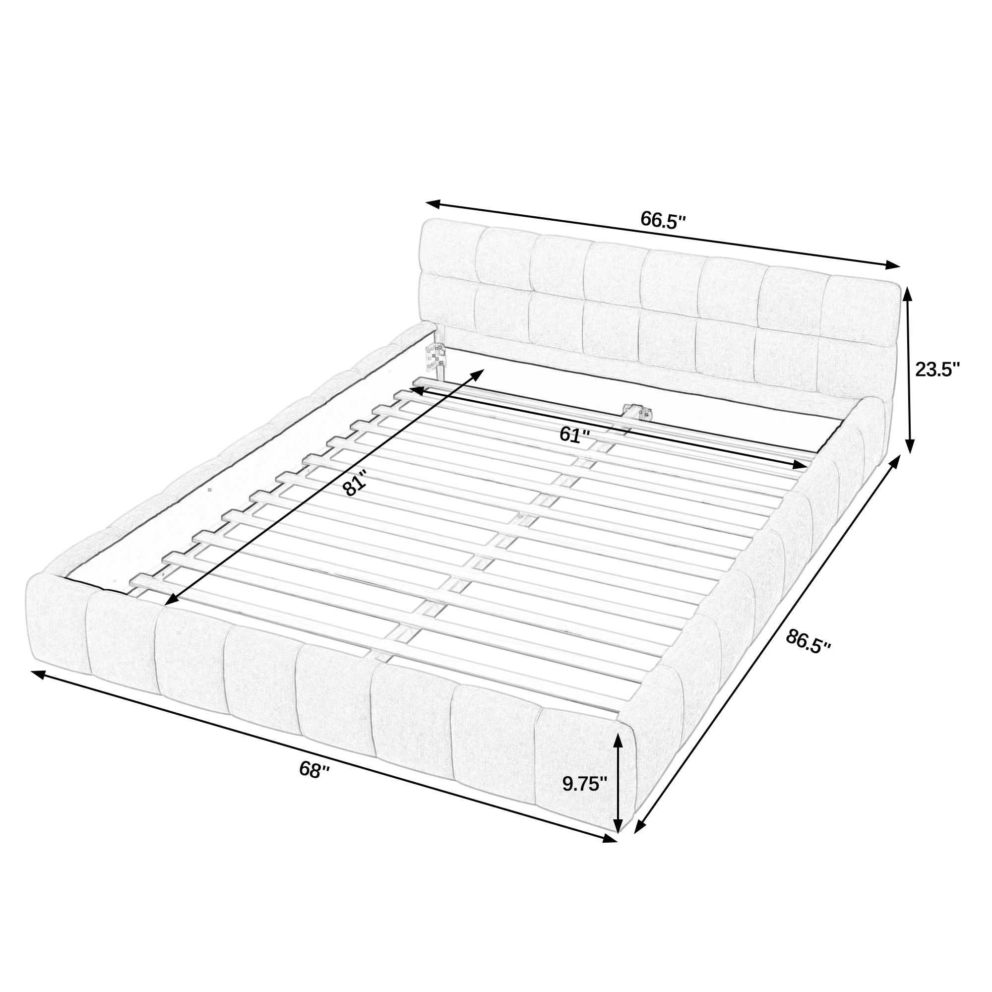Queen Bed Frame with Headboard - Image 9