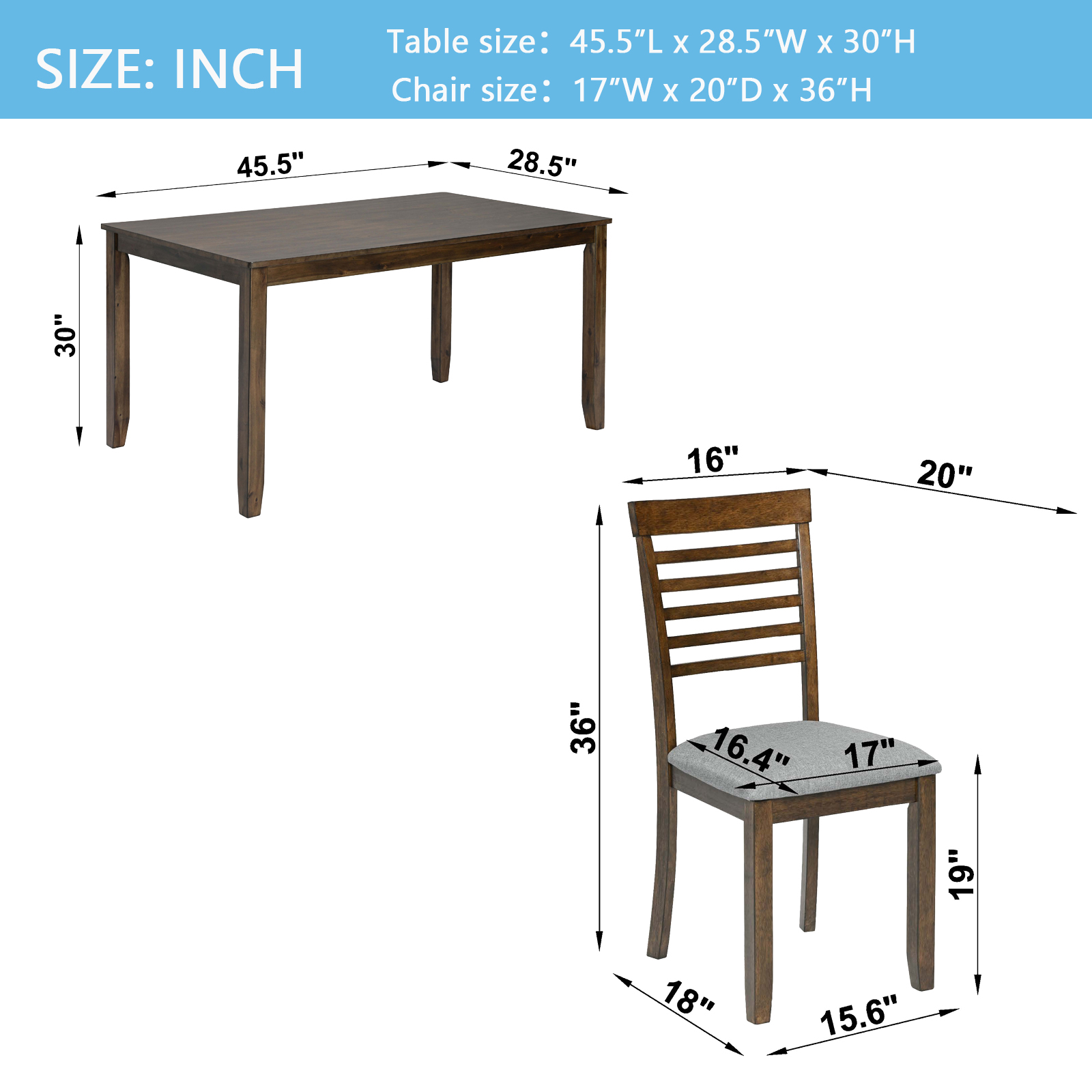 Solid Wood Dining Table Set for 4 - Image 4