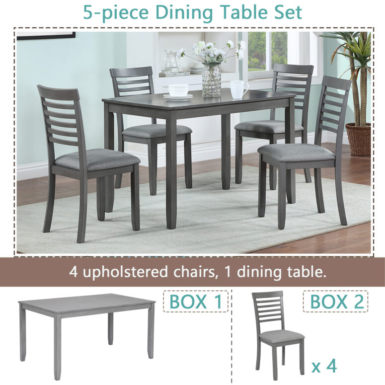 Solid Wood Dining Table Set for 4 - Image 7