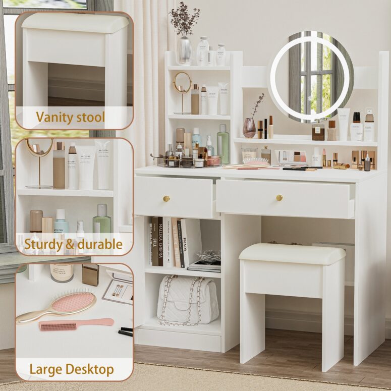 Vanity Desk with Mirror - Image 4