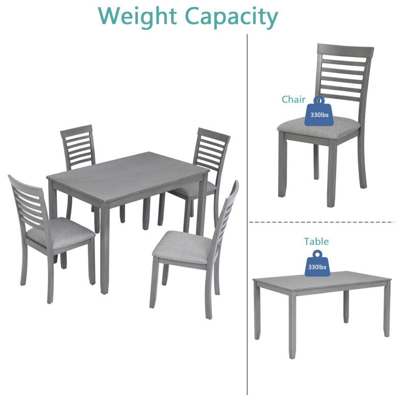 Solid Wood Dining Table Set for 4 - Image 6