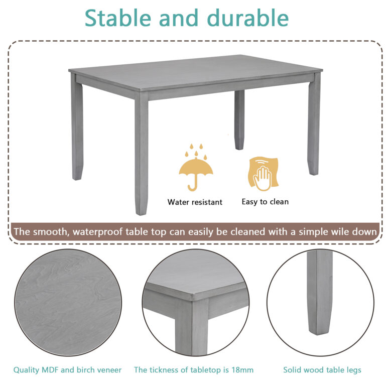Solid Wood Dining Table Set for 4 - Image 8