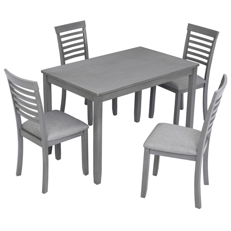 Solid Wood Dining Table Set for 4 - Image 2