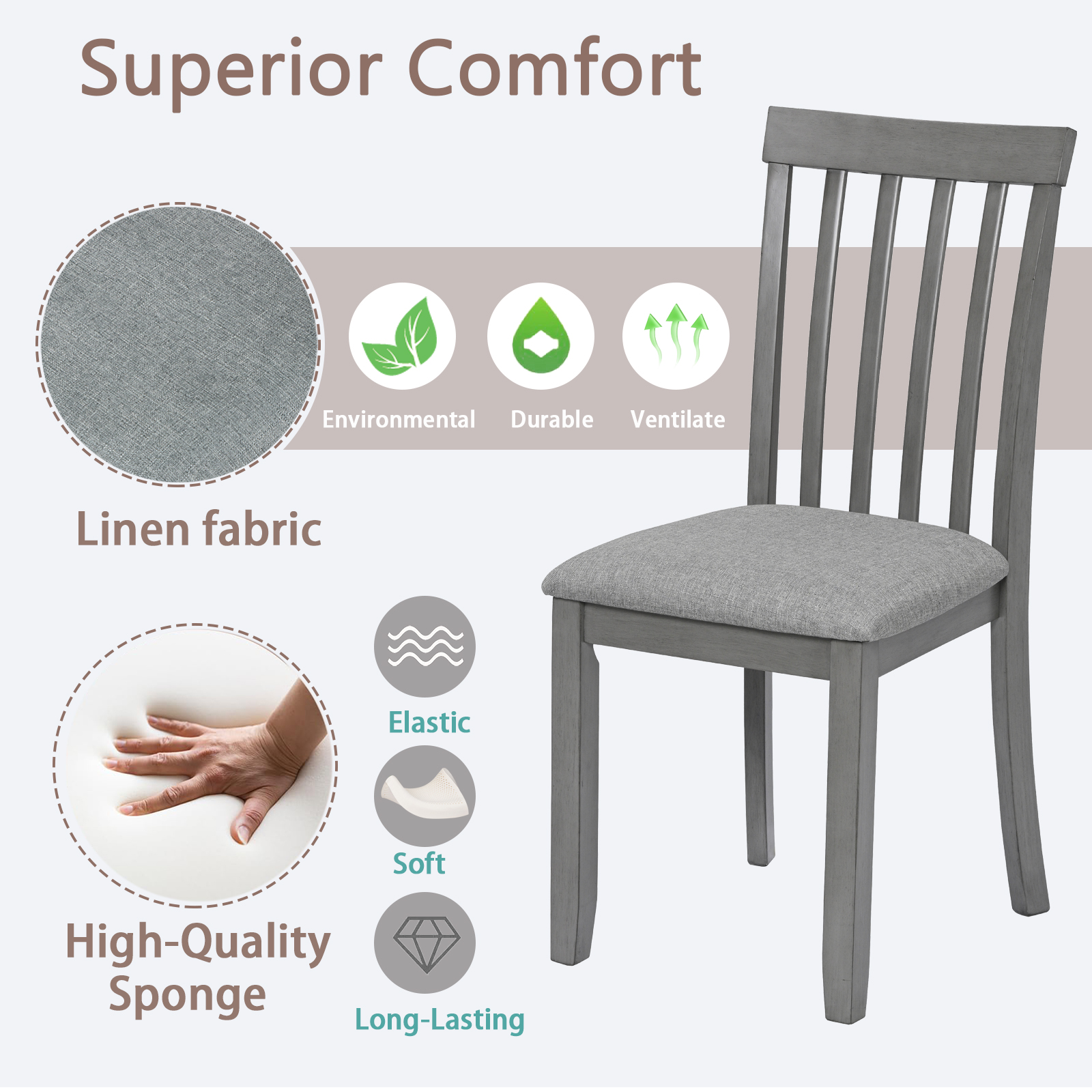 Solid Wood Dining Chairs Set of 4 - Image 3