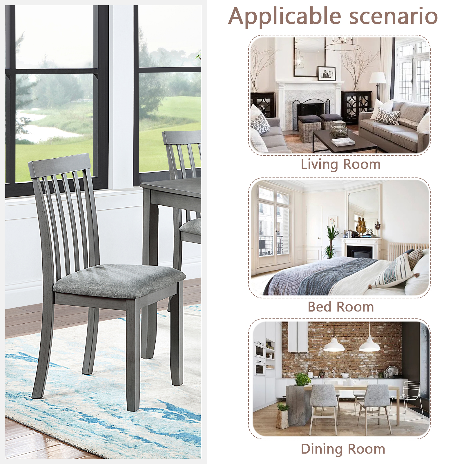 Solid Wood Dining Chairs Set of 4 - Image 5