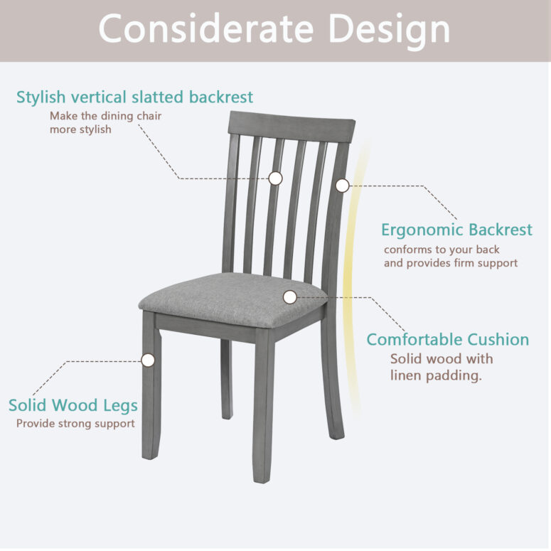 Solid Wood Dining Chairs Set of 4 - Image 6
