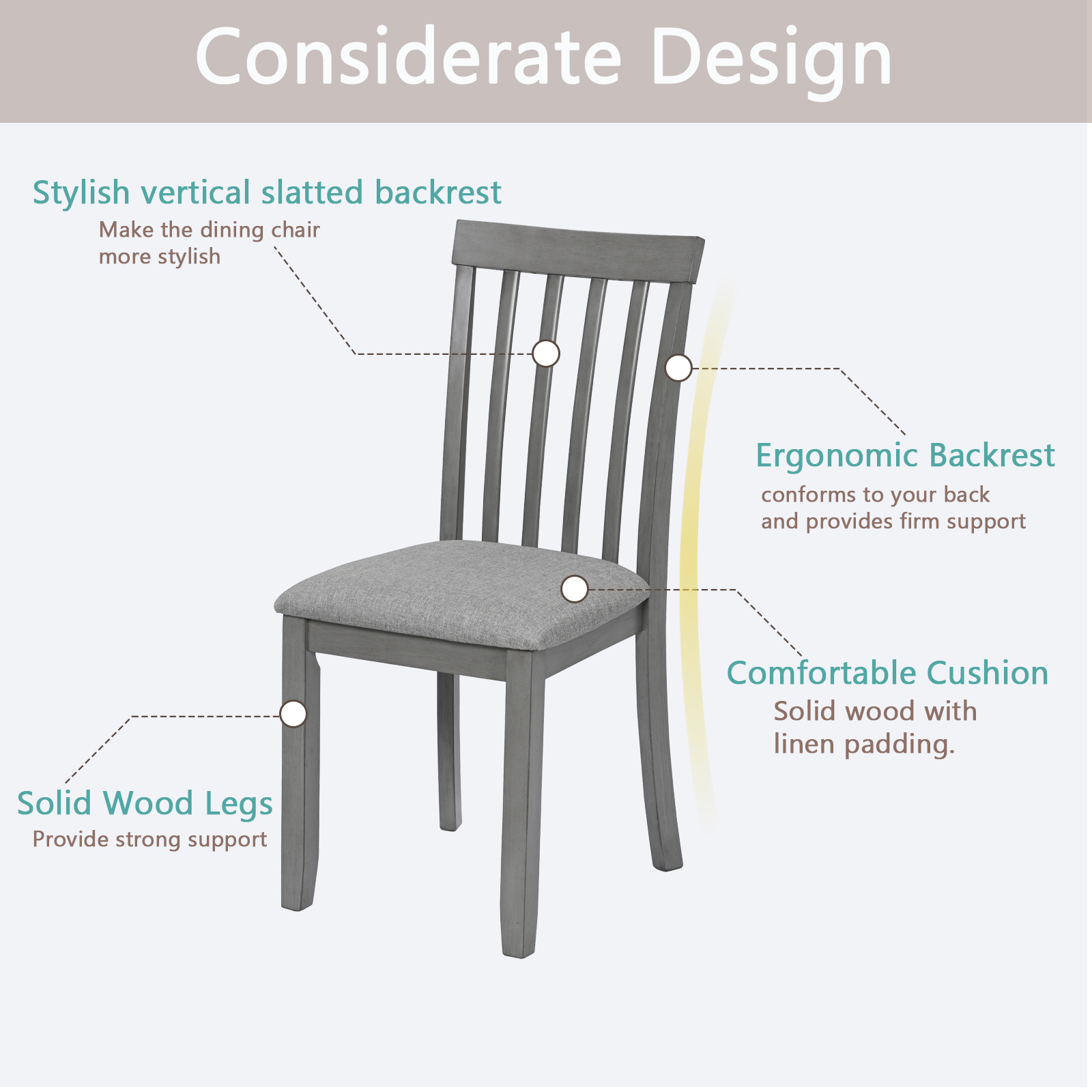 Solid Wood Dining Chairs Set of 4 - Image 6