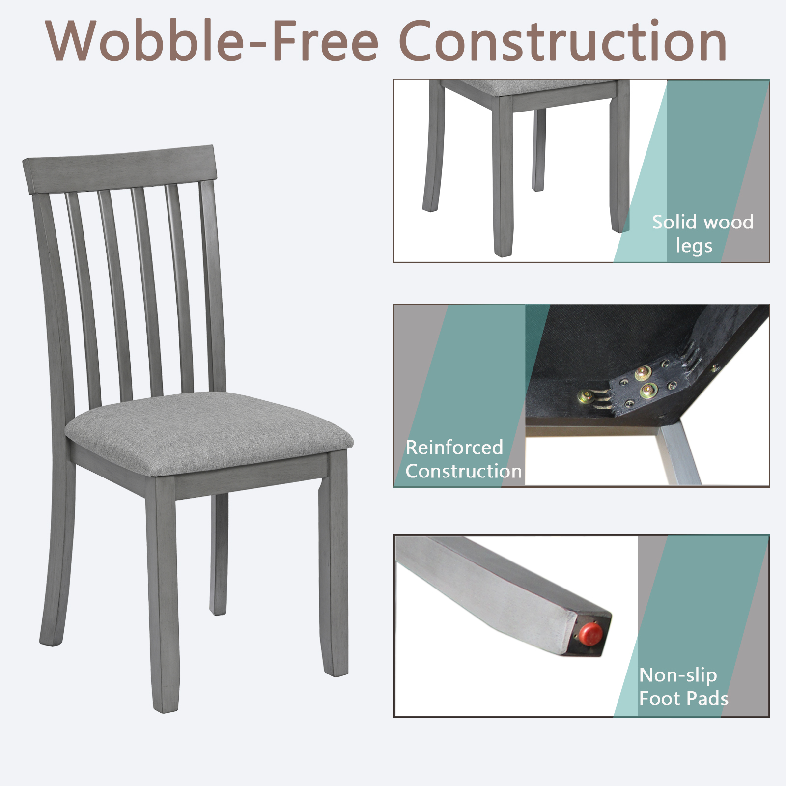 Solid Wood Dining Chairs Set of 4 - Image 7