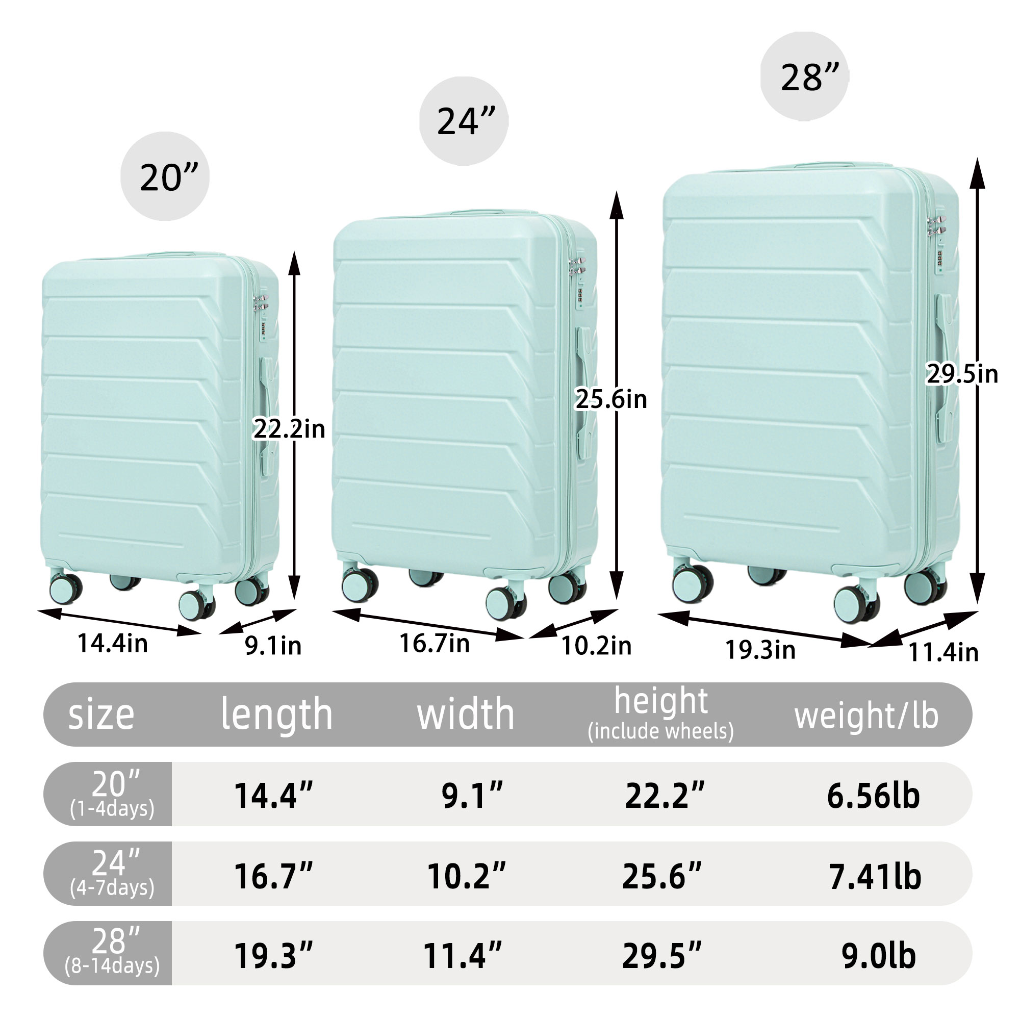 Luggage Set, 3 Piece Suitcase Set - Image 15