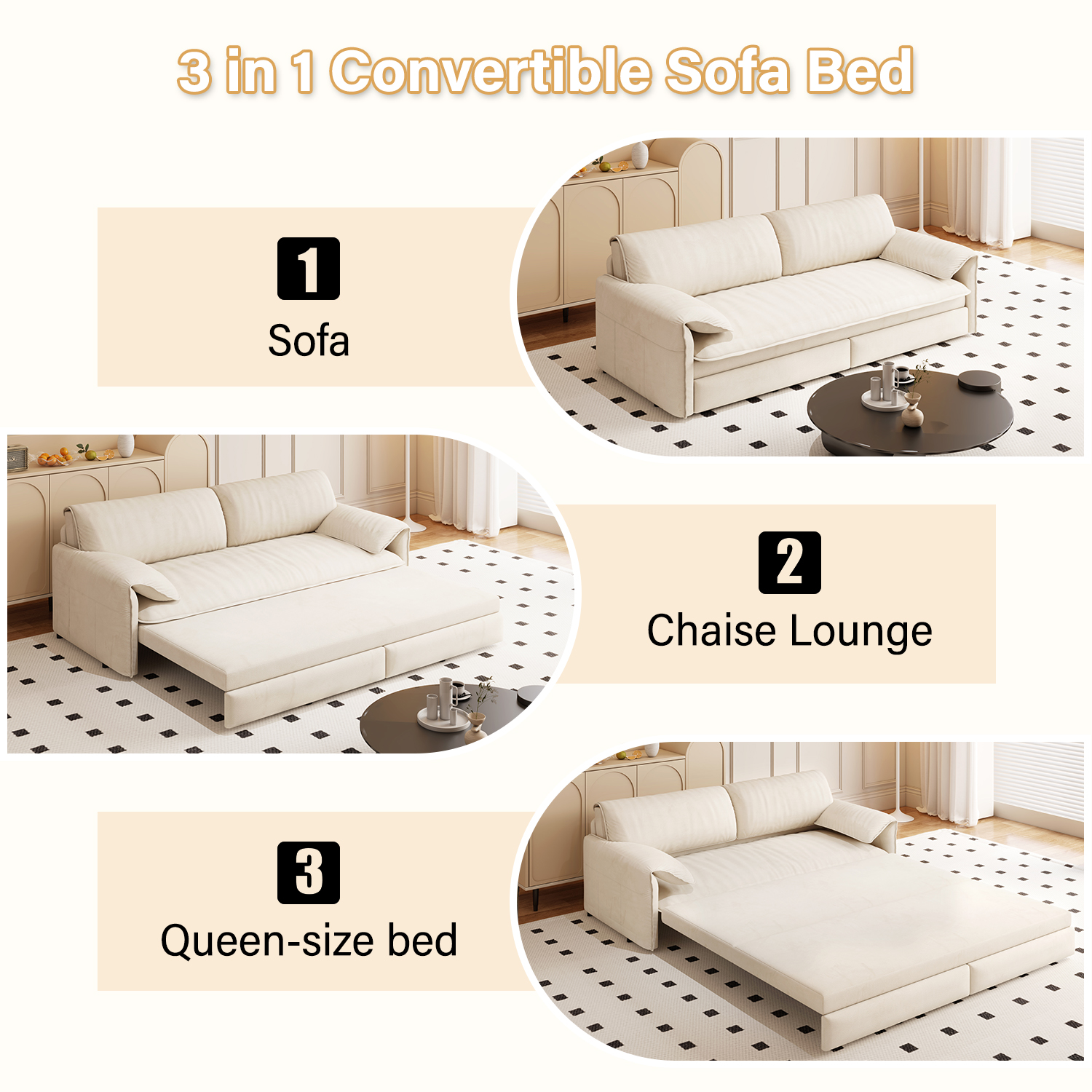 3 in 1 Convertible Sofa Bed
