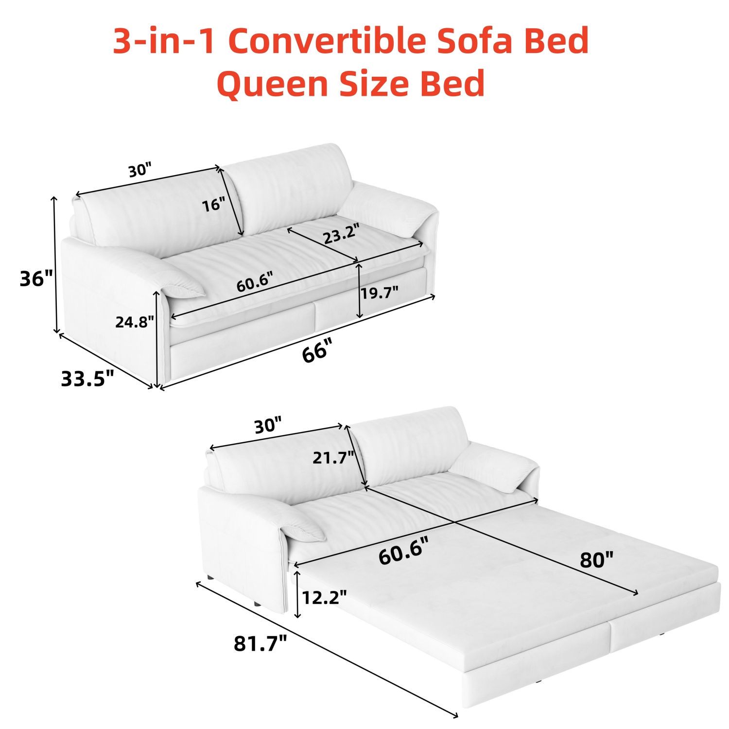 3 in 1 Convertible Sofa Bed - Image 11