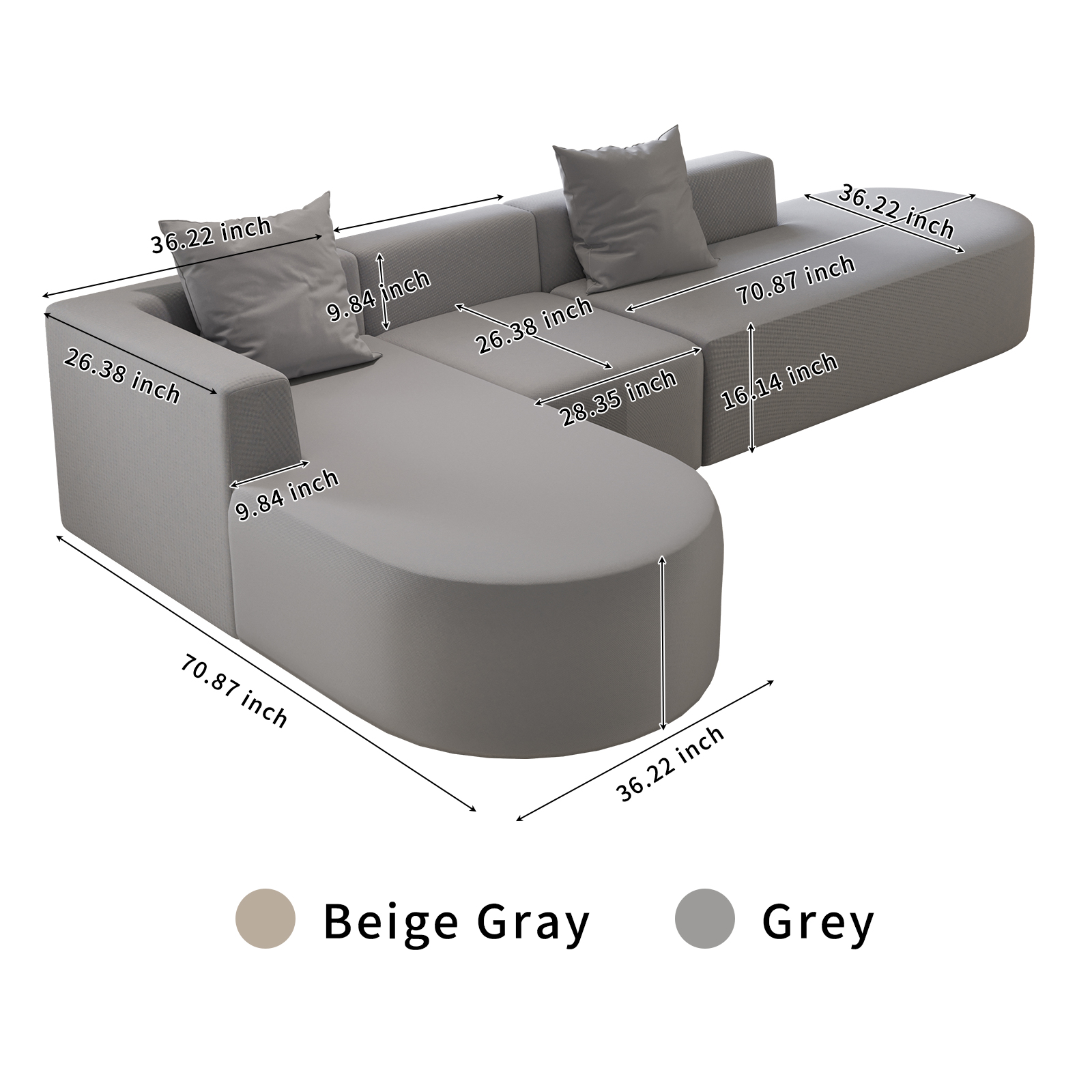 110 inch Modular Sectional Sofa - Image 5