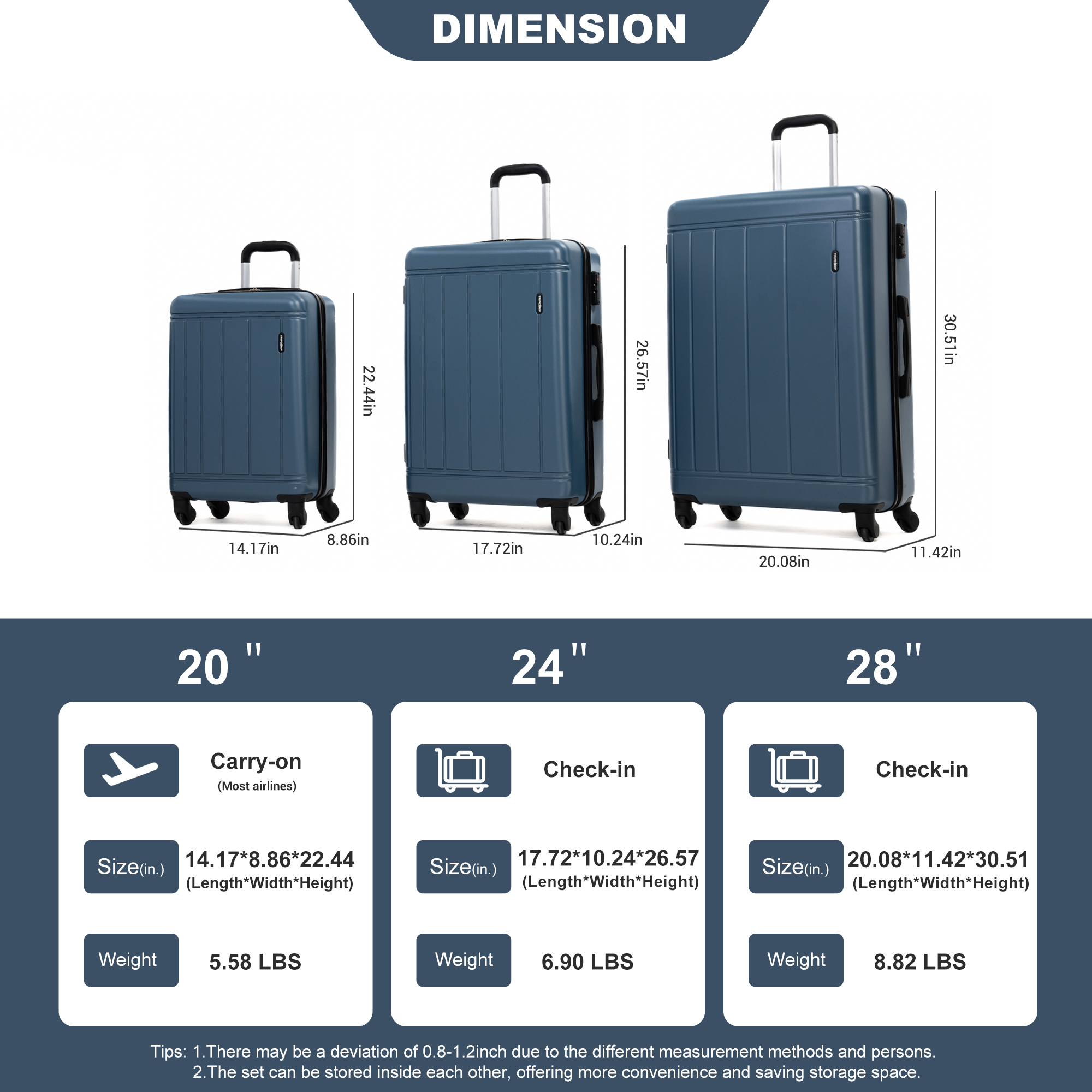 Luggage Set, Suitcase Set 9 Piece - Image 4
