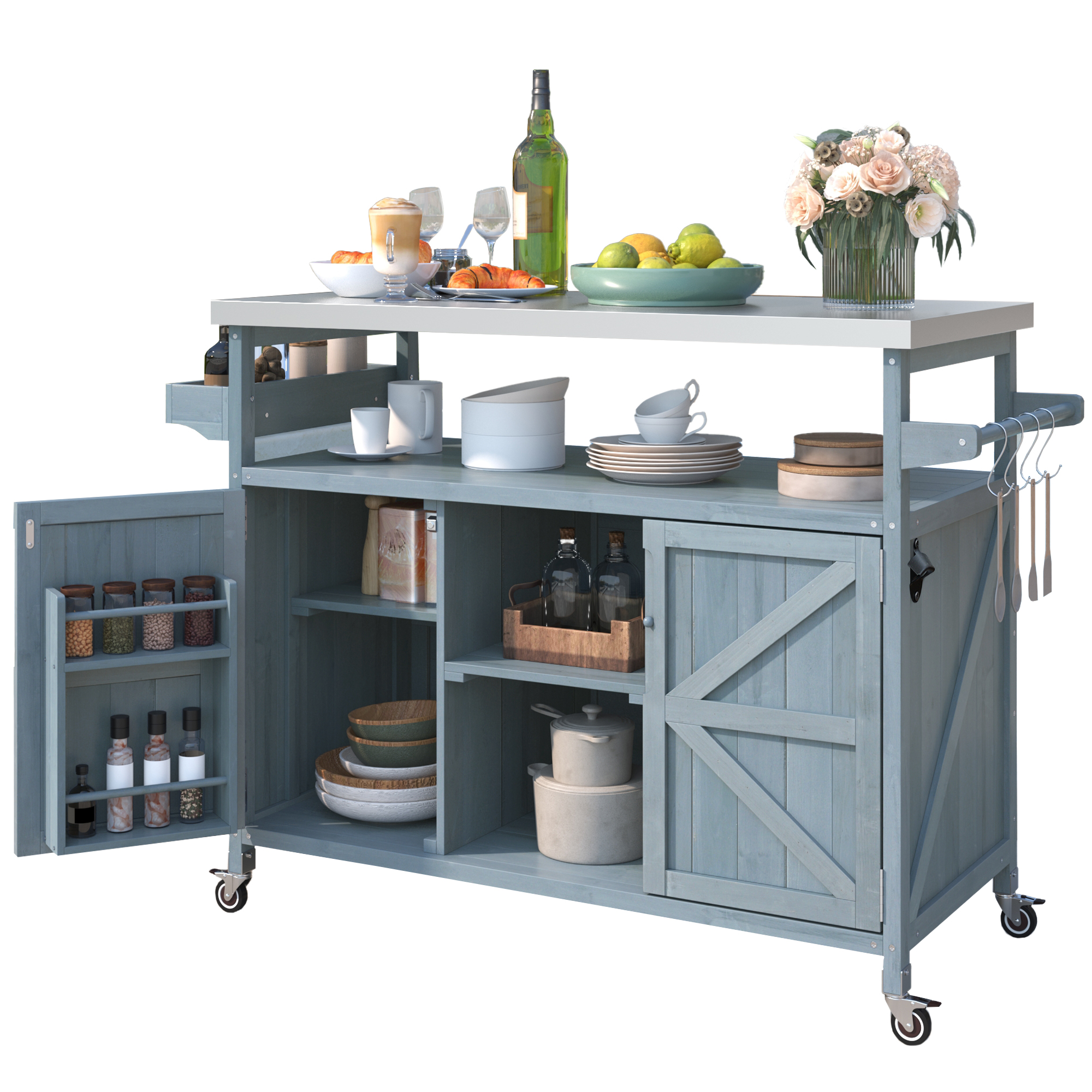 Kitchen Island, Rolling Storage Cart - Image 2