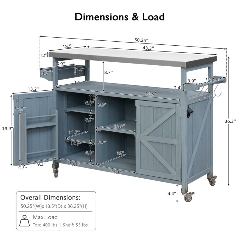 Kitchen Island, Rolling Storage Cart - Image 8