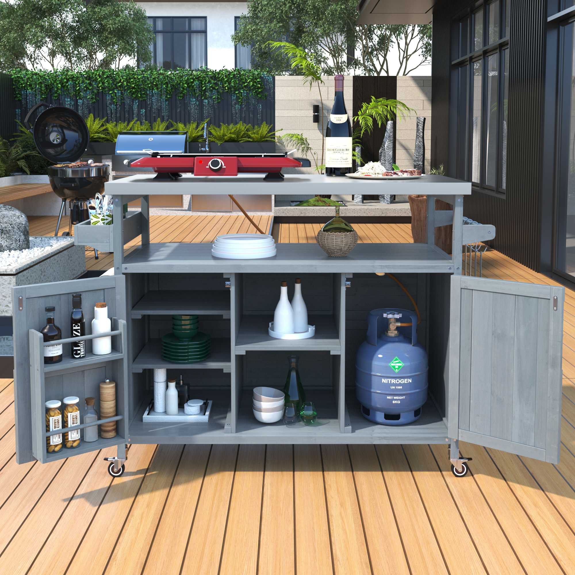 Kitchen Island, Rolling Storage Cart - Image 3
